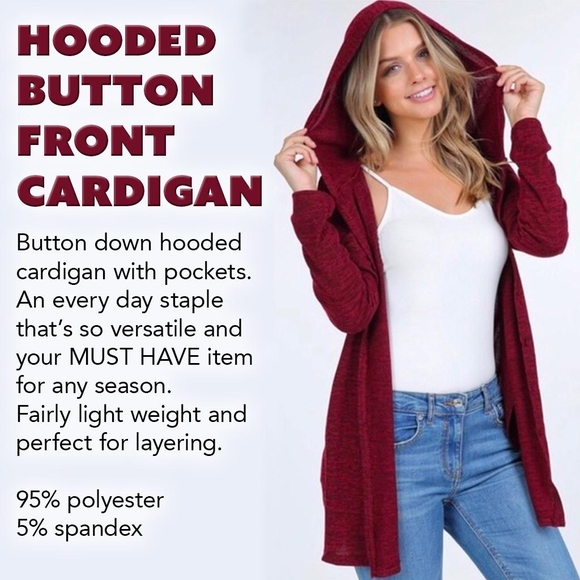 ValMarie Sweaters - Hooded Button Front Cardigan